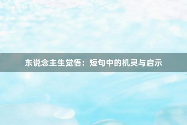 东说念主生觉悟：短句中的机灵与启示