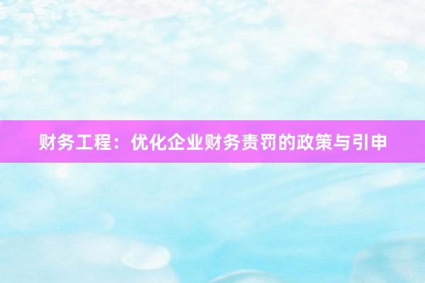 财务工程：优化企业财务责罚的政策与引申